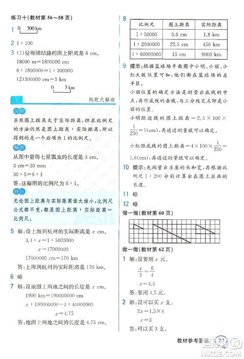 人民教育出版社2021教材解读数学六年级下册人教版答案