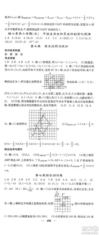 四川大学出版社2021梯田文化课堂点睛七年级数学下册人教版答案