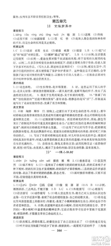 四川大学出版社2021梯田文化课堂点睛七年级语文下册人教版答案 四川大学出版社2021梯田文化课堂点睛七年级语文下册人教版答案