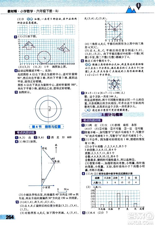 南京师范大学出版社2021教材帮小学数学六年级下册RJ人教版答案