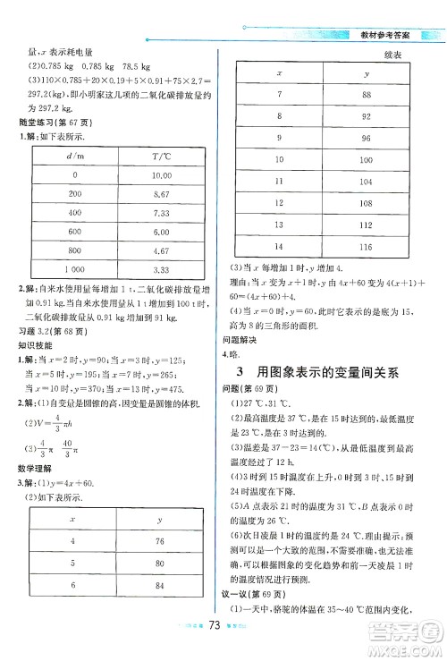 现代教育出版社2021教材解读数学七年级下册BS北师大版答案
