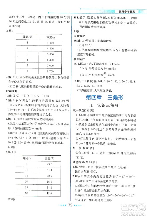 现代教育出版社2021教材解读数学七年级下册BS北师大版答案