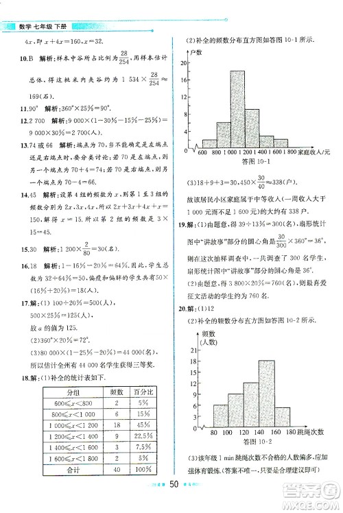 人民教育出版社2021教材解读数学七年级下册人教版答案