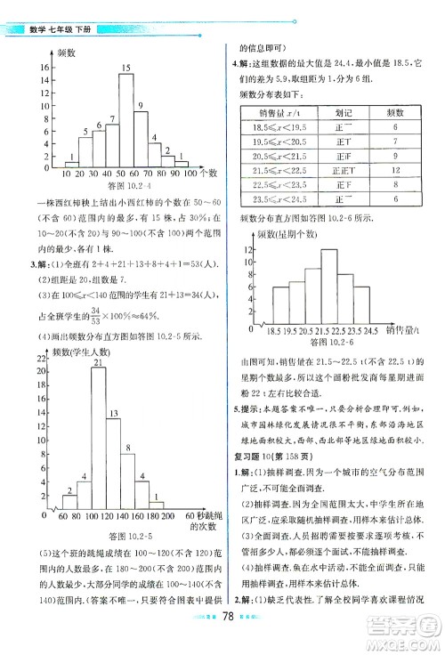 人民教育出版社2021教材解读数学七年级下册人教版答案