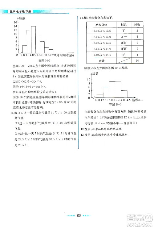 人民教育出版社2021教材解读数学七年级下册人教版答案