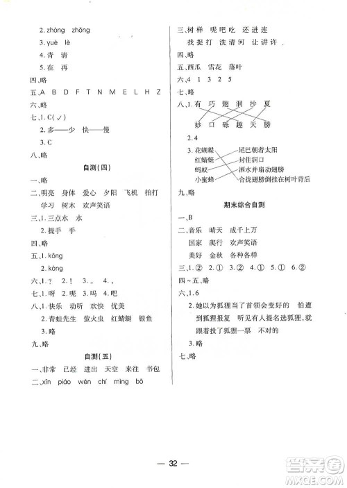 希望出版社2021新课标两导两练高效学案测试卷一年级下册语文人教版参考答案 希望出版社2021新课标两导两练高效学案测试卷一年级下册语文人教版参考答案