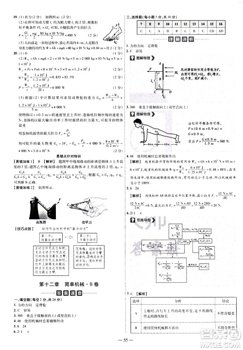 延边教育出版社2021版金考卷活页题选名师名题单元双测卷物理八年级下册RJ人教版答案