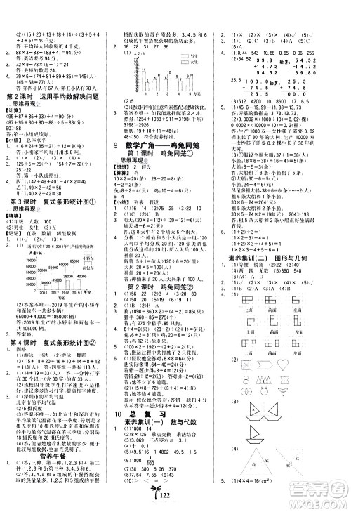 延边大学出版社2021世纪金榜金榜小博士数学四年级下册人教版答案