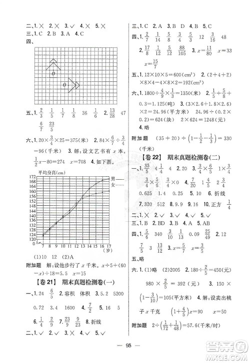 吉林人民出版社2021小学教材完全考卷五年级数学下册新课标冀教版答案 吉林人民出版社2021小学教材完全考卷五年级数学下册新课标冀教版答案