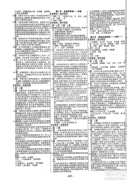 安徽师范大学出版社2021世纪金榜百练百胜生物七年级下册人教版答案