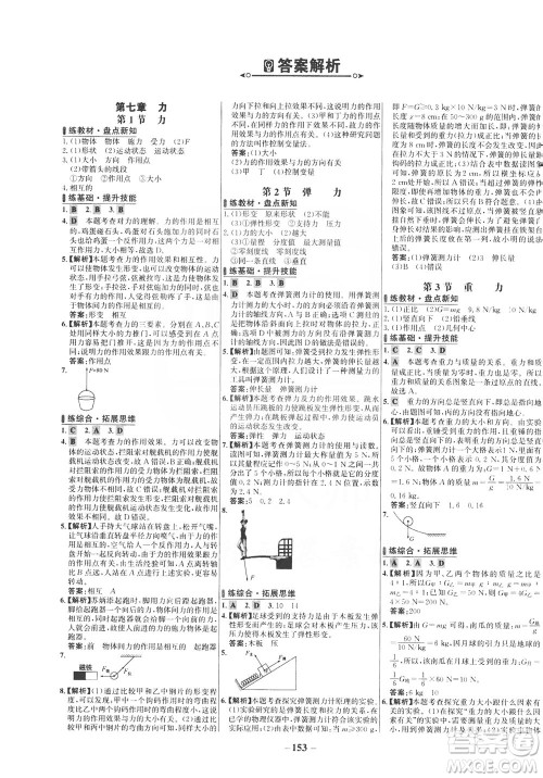 安徽师范大学出版社2021世纪金榜百练百胜物理八年级下册人教版答案