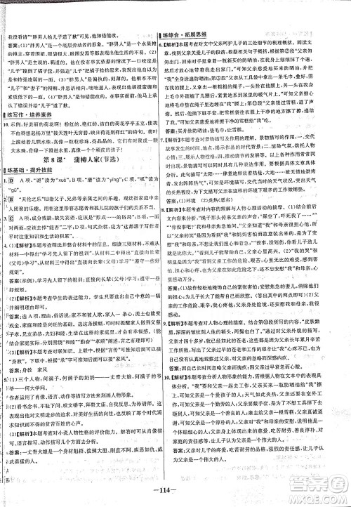 安徽师范大学出版社2021世纪金榜百练百胜语文九年级下册人教版答案