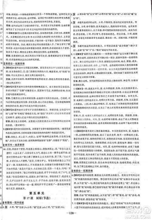 安徽师范大学出版社2021世纪金榜百练百胜语文九年级下册人教版答案