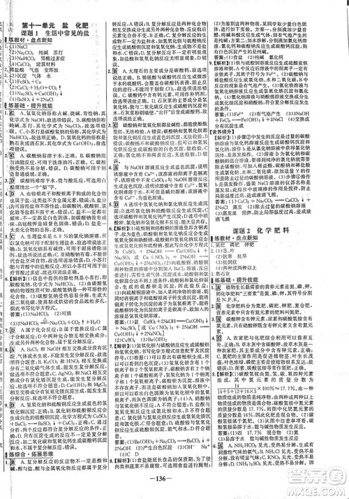 安徽师范大学出版社2021世纪金榜百练百胜化学九年级下册人教版答案 安徽师范大学出版社2021世纪金榜百练百胜化学九年级下册人教版答案