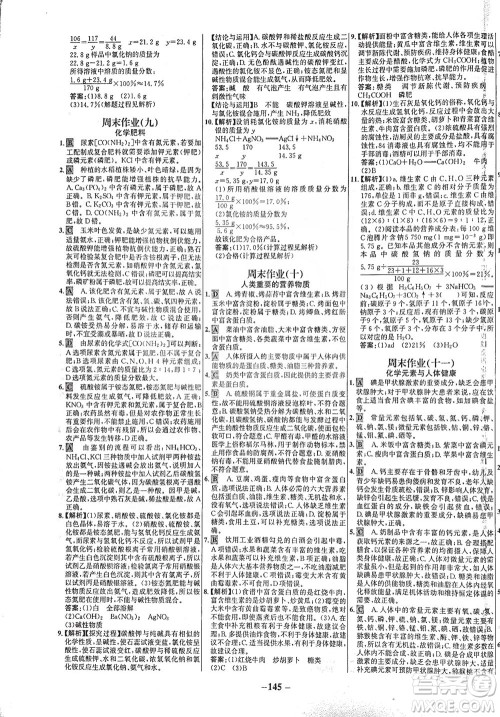 安徽师范大学出版社2021世纪金榜百练百胜化学九年级下册人教版答案