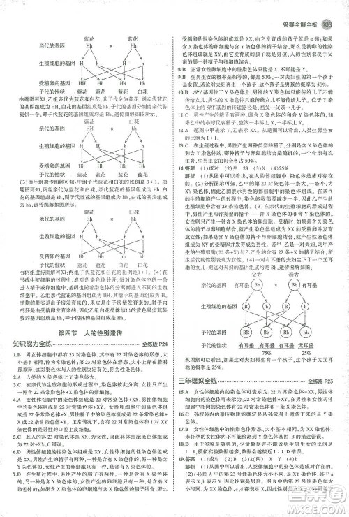 教育科学出版社2021年5年中考3年模拟初中生物八年级下册人教版参考答案