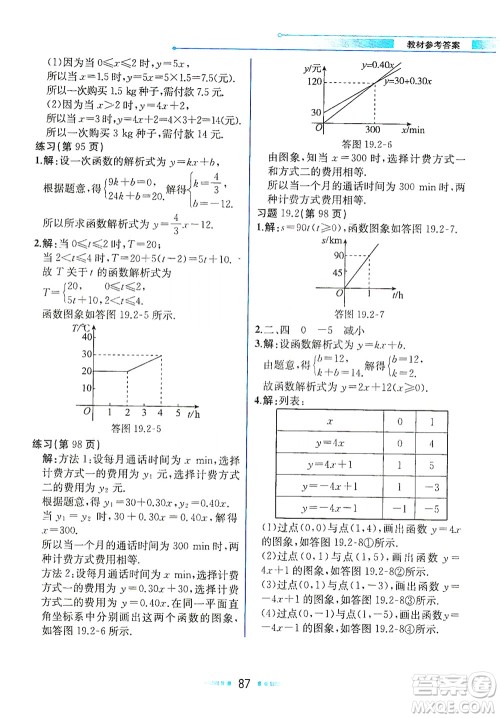 人民教育出版社2021教材解读数学八年级下册人教版答案