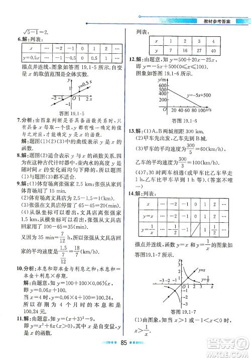 人民教育出版社2021教材解读数学八年级下册人教版答案