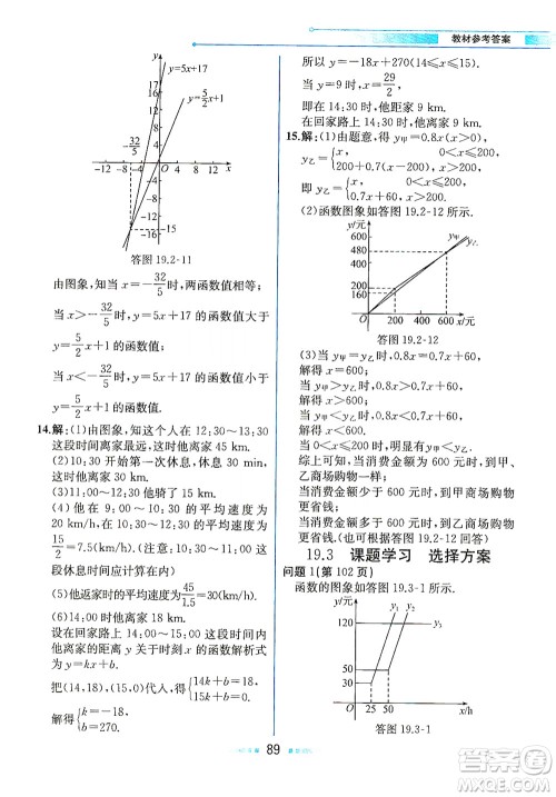 人民教育出版社2021教材解读数学八年级下册人教版答案