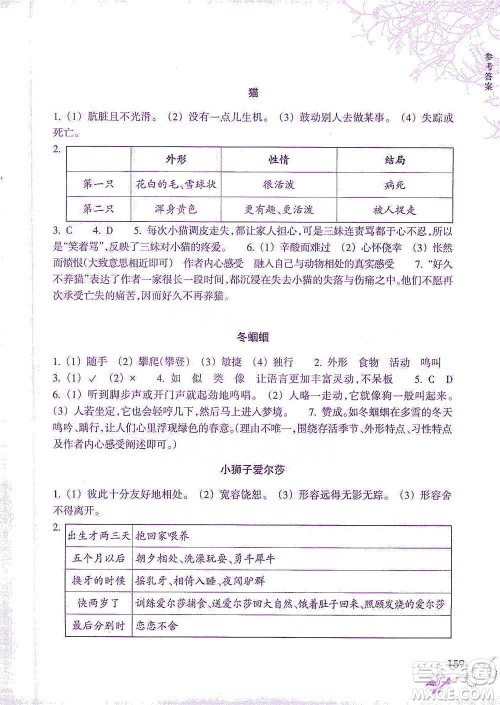 浙江教育出版社2021新课标小学语文阅读快车四年级下册参考答案