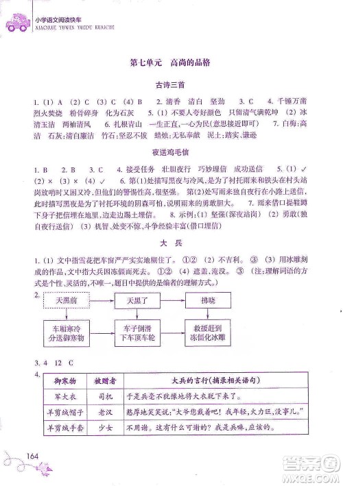 浙江教育出版社2021新课标小学语文阅读快车四年级下册参考答案