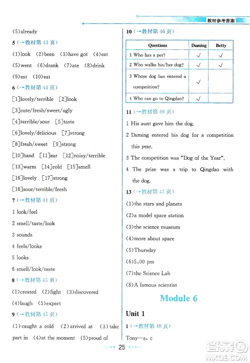 现代教育出版社2021教材解读英语八年级下册WY外研版答案