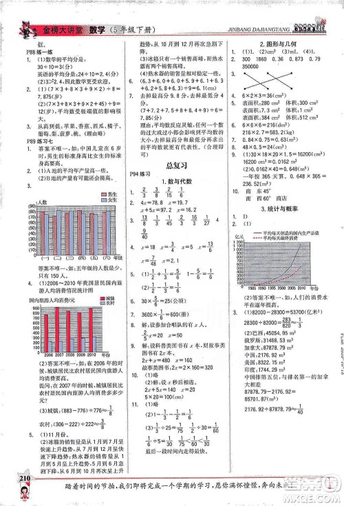 延边大学出版社2021世纪金榜金榜大讲堂数学五年级下册BS北师大版答案