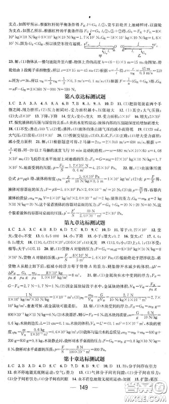 南方出版传媒2021名师测控八年级物理下册沪粤版江西专版答案 南方出版传媒2021名师测控八年级物理下册沪粤版江西专版答案