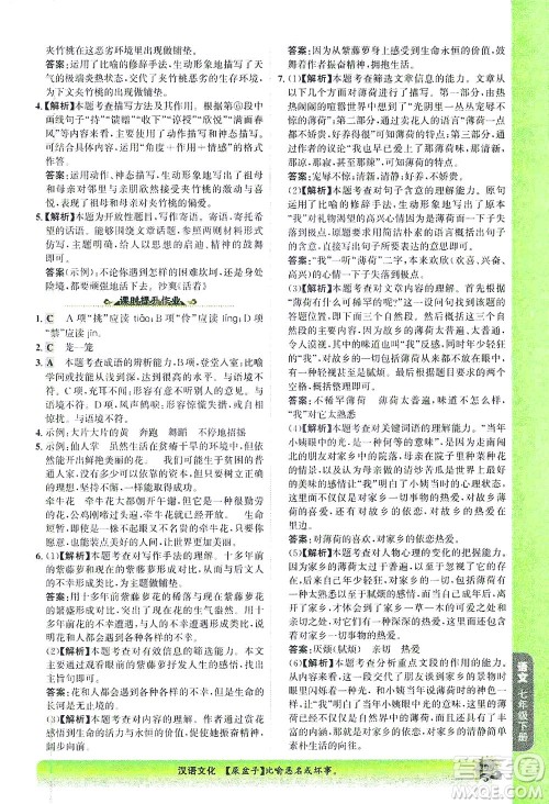河北少年儿童出版社2021世纪金榜金榜大讲堂语文七年级下册部编版答案 河北少年儿童出版社2021世纪金榜金榜大讲堂语文七年级下册部编版答案