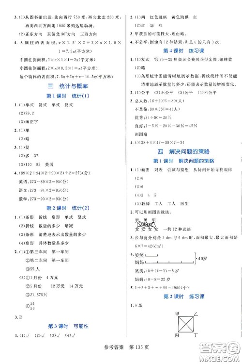 沈阳出版社2021中辰传媒黄冈名师天天练六年级数学下册北师大版双色版答案