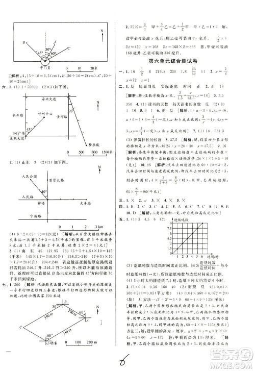 新世纪出版社2021同步跟踪全程检测及各地期末试卷精选数学六年级下册苏教版答案