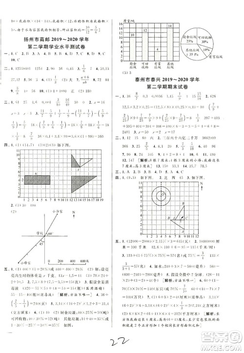 新世纪出版社2021同步跟踪全程检测及各地期末试卷精选数学六年级下册苏教版答案