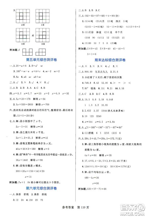 沈阳出版社2021中辰传媒黄冈名师天天练四年级数学下册北师大版双色版答案