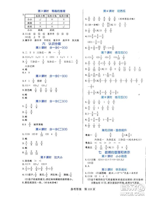 沈阳出版社2021中辰传媒黄冈名师天天练三年级数学下册北师大版双色版答案