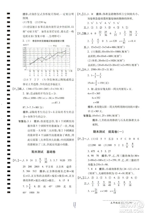 开明出版社2021最新AB卷小学五年级数学下BS北师大版答案