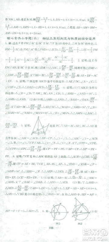 四川大学出版社2021名校课堂内外数学九年级下册人教版答案 四川大学出版社2021名校课堂内外数学九年级下册人教版答案