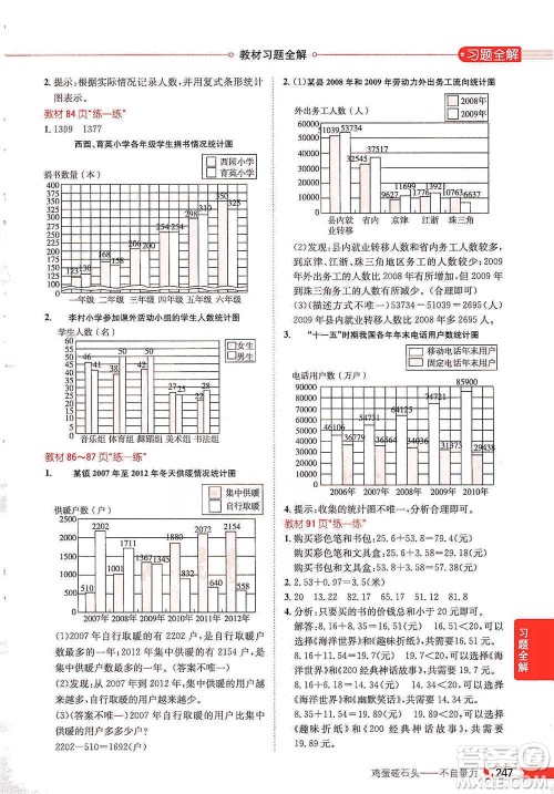 陕西人民教育出版社2021小学教材全解四年级下册数学河北教育版参考答案