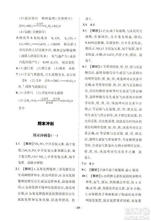 山东画报出版社2021一课三练单元测试化学九年级下册人教版答案 山东画报出版社2021一课三练单元测试化学九年级下册人教版答案