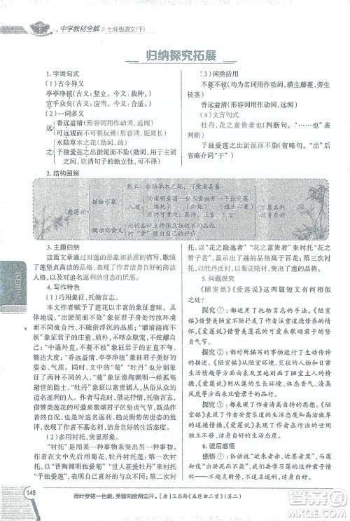 陕西人民教育出版社2021中学教材全解七年级语文下册人教版参考答案 陕西人民教育出版社2021中学教材全解七年级语文下册人教版参考答案