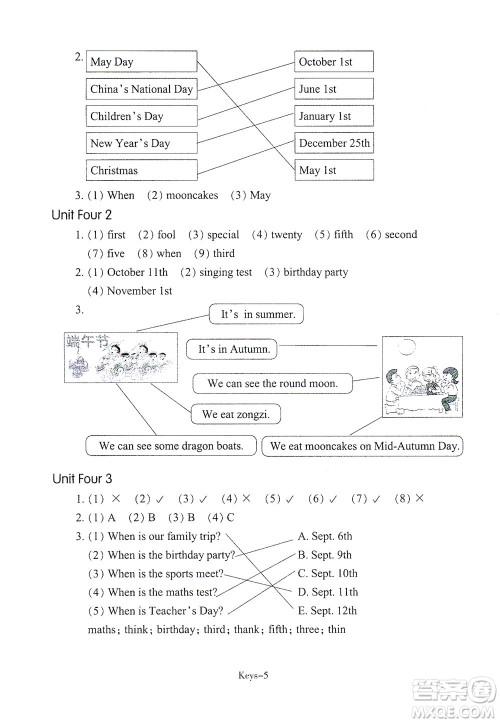 浙江少年儿童出版社2021每课一练五年级下册小学英语R人教版答案