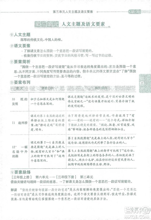 陕西人民教育出版社2021小学教材全解三年级语文下册人教版参考答案