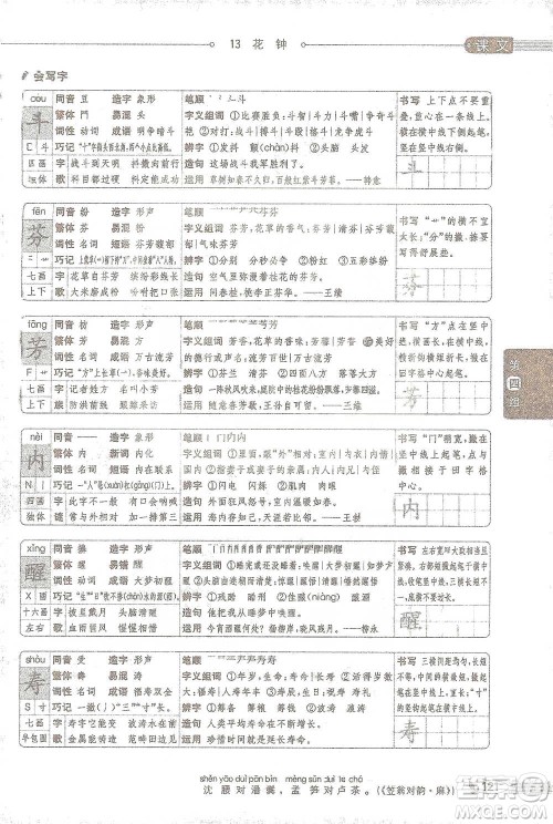 陕西人民教育出版社2021小学教材全解三年级语文下册人教版参考答案