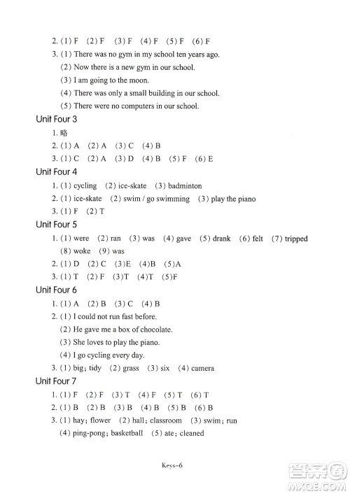 浙江少年儿童出版社2021每课一练六年级下册小学英语R人教版答案