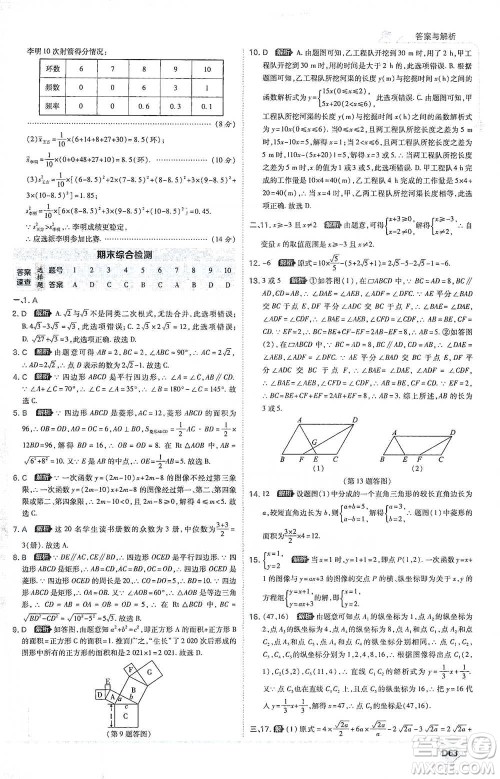 开明出版社2021少年班初中数学八年级下册人教版参考答案