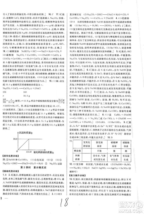 吉林人民出版社2021全科王同步课时练习化学九年级下册新课标人教版答案