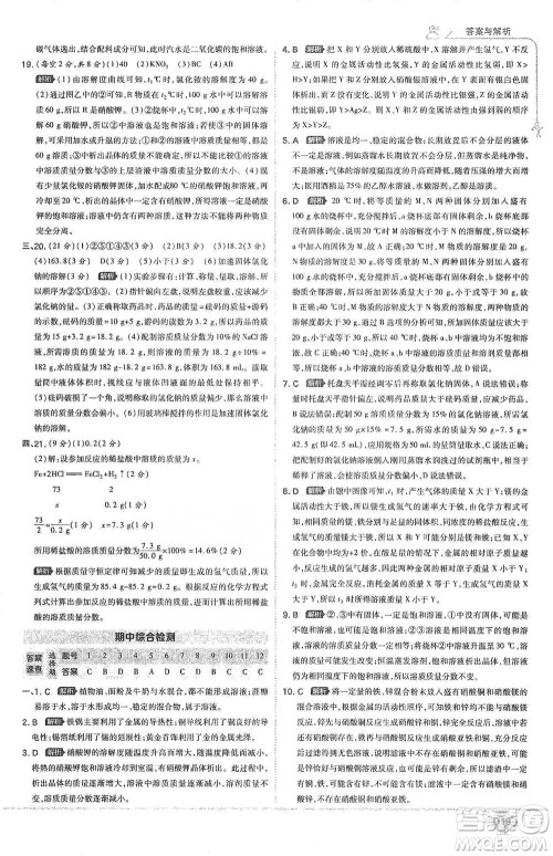 开明出版社2021少年班初中化学九年级下册人教版参考答案