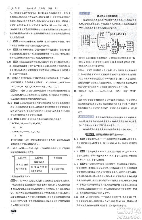 开明出版社2021少年班初中化学九年级下册人教版参考答案
