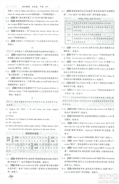 开明出版社2021少年班初中英语九年级下册外研版参考答案