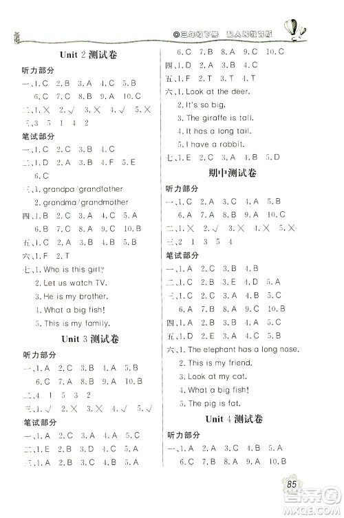 北京教育出版社2021新课堂同步训练英语三年级下册三年级起始用人民教育版答案 北京教育出版社2021新课堂同步训练英语三年级下册三年级起始用人民教育版答案