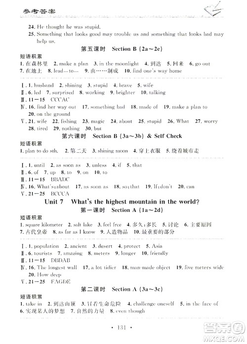 广东经济出版社2021名校课堂小练习英语八年级下册R人教版答案